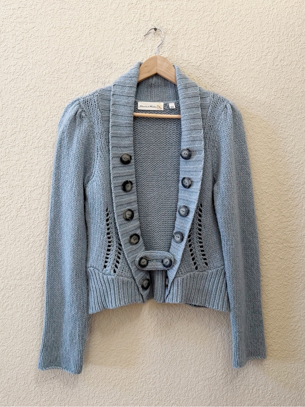 Anthropologie Charlie and Robin Sweater Button-Front Shawl-Collar Knit Cardigan